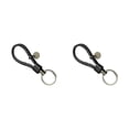 thumbnail image 4 of Yuarrent LLavero de pareja de cuero, accesorios para automóviles, cuerdas tejidas, llavero, antipérdida, coche, colgante Unisex, suministros Negro 2Conjunto, 4 of 6