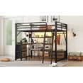 thumbnail image 4 of Newest Queen Loft Bed with Desk & Storage, Black Metal Loft Bed with Wardrobe, Drawers, LED Lights & Outlets for Teens, 4 of 16