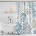 thumbnail image 4 of Light Blue Coastal Waterproof Fabric Shower Curtain,Summer Beach Coral Shell Starfish Waterproof Fabric Shower Curtain for Bathroom Curtains Bathtubs Shower Curtains with 12 Hooks Standard 72x72, 4 of 8
