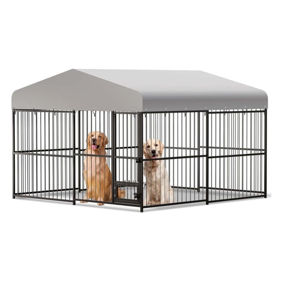 10X10X6FT Large Dog Kennel Outside Heavy Duty Outdoor Dog Cage House with Weatherproof,Galvanized Iron Pet Playpen with Safety Locks,UV & Water Resistant for Medium and Large Dogs,Easy Assembly