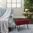 thumbnail image 5 of Burgundy Velvet Tufted Ottoman 19.5"x12.5"x17"H Entryway Bench Furry Makeup Stools Wine Red Foot Rest Stool Bedroom End of Bed Living Room Couch Vanity Home Decor Outdoor, 5 of 17