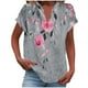 thumbnail image 1 of Vestidos Casuales Para Mujer, Blusas De Mujer De Moda Camiseta informal de manga corta con cuello en V y botones para mujer, 1 of 5
