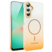 Designed for Samsung Galaxy A26 5G Magnetic Phone Case,Luxury Sparkle Bling Gradient GlitterDesign,Compatible with Mag-Safe,Anti-Scratch Dust-Proof Shockproof Rugged Slim Clear Phone Case,Gold