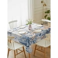 thumbnail image 2 of Blue Eucalyptus Coastal Rectangle Tablecloth, Beach Starfish Shell Nautical Retro Waterproof & StainResistant Tablecloth, Washable Oil-proof Table Cover for Dining/Party/Wedding/Buffet 60x84 In, 2 of 9