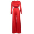 thumbnail image 1 of Long Sleeve Crop Top Wide Leg Pants Two Piece set, 1 of 4