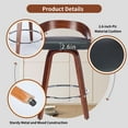 thumbnail image 5 of 25" Counter Height Bar Stools Set of 4, Wood & PU Leather Counter Stools, Modern Swivel Bar Stools for Kitchen Counter Island, Barstool Chairs, Sillas Para Barra de Cocina (Black, 4 Pcs), 5 of 12