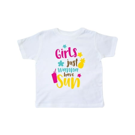 

Inktastic Girls Just Wanna Have Sun Pineapple Cocktail Gift Toddler Toddler Girl T-Shirt