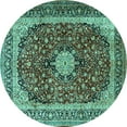 thumbnail image 1 of Ahgly Company Machine Washable Indoor Round Persian Turquoise Blue Traditional Area Rugs, 6' Round, 1 of 4