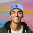 thumbnail image 3 of Dalix Giant Lizard Kaiju Embroidered Cotton Dad Hat Baseball Cap Adjustable Glow in the Dark Mens in Light Blue, 3 of 5