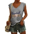 thumbnail image 2 of Camisetas sin mangas con cuello en V de verano para mujer, camisetas de manga corta con estampado de elementos de béisbol Retro OAVQHLG3B Store  lin121212, 2 of 5