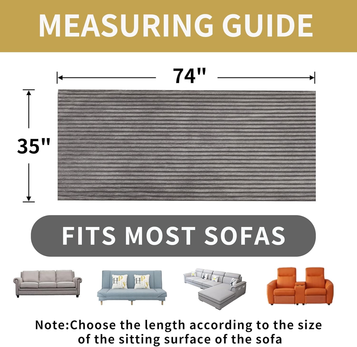 Waterproof Couch Cover for Dogs Washable, Faux Fur Pet Couch Covers for Sofa, Soft Dog Bed Cover Non-Slip Couch Covers for 3 Cushion Couch Sofa Pet Friendly (Grey, 35" x 74")
