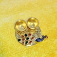 thumbnail image 4 of Swadeshi Desire Golden Peacock design With Colored gemstones Thali For Rakhi|Diwali|Ganpati Festivals & Return Gift (Peacock, 3) Haldi Kumkum Holder, 4 of 4