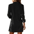 thumbnail image 5 of Timegard Dresses for Women Velvet Sequin Long Sleeve Shirts Lapel V Neck Fitting Comfy Party Short Dresses, 5 of 7