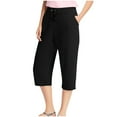 thumbnail image 7 of Capris for Women Womens Plus Size Capris Casual Solid Drawstring Elastic Waist Capri Pants Summer Breathable Loose Wide Leg Cropped Trousers with Pocket, 7 of 7
