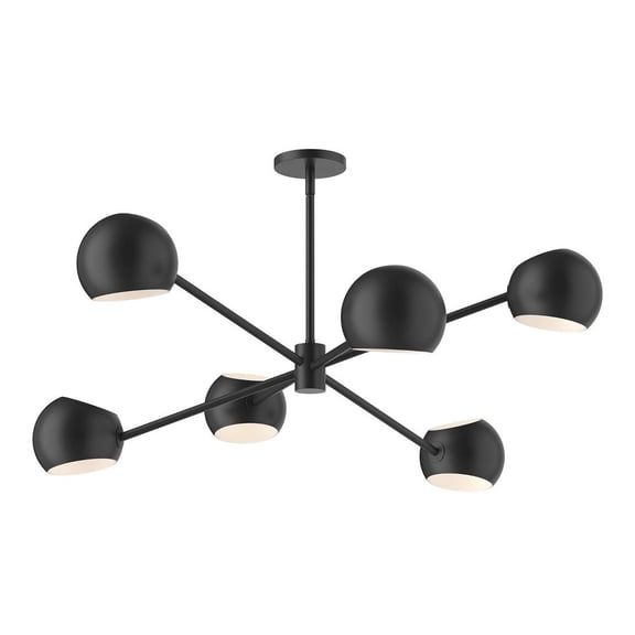 CH648637MB-Alora Lighting-Willow - 6 Light Chandelier-13 Inches Tall and 37 Inches Wide Matte Black Finish
