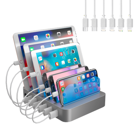 Hercules Tuff Charging Station - 6 Port Universal USB - short cables included - 3 different