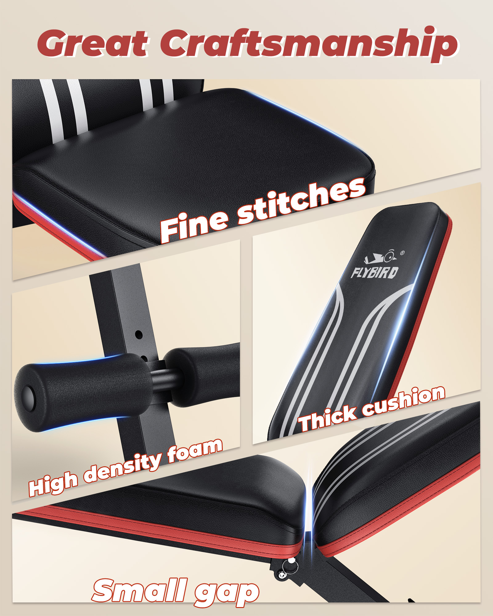 FLYBIRD Adjustable Folding Weight Bench with Bands photo 6