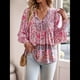 thumbnail image 4 of Blusa Informal con Cuello en V para Mujer, Holgada, con Estampado Floral, de Larga, para Playa. Rosa S, 4 of 10