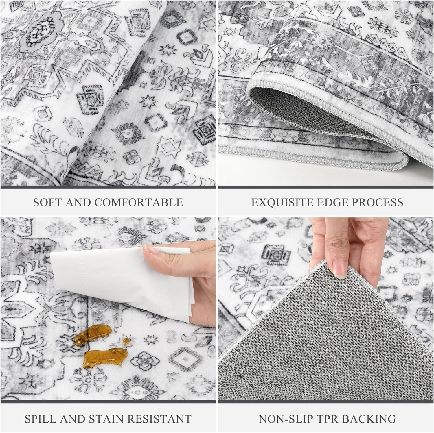 Kitchen Rug and Mat, Yamaziot Kitchen Runners Rugs Set of 3, Washable Non Slip Farmhouse Hallway Laundry Room Mat for Floor, Comfort Vinatge Boho Carpet