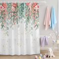 thumbnail image 2 of Shower Curtain Pink Rose Green Eucalyptus Leaves Shower Curtains for Bathroom Decor, Waterproof Polyester Shower Curtain Set with Hooks, Standard Size 72" x 72" White, 2 of 9