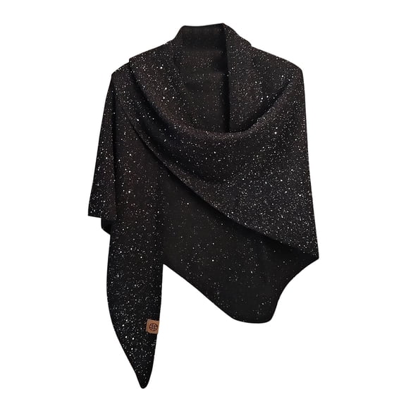 Winter Clothing For Women Mvrlsh High End Wool Blend Large Shawl Sequined Triangular Scarf Warm Versatile For Autumn Winter Black One Size