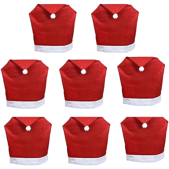 Santa Chair Covers Xmas Santa red hat Dining Chair Slipcovers Back Covers Christmas Chair Covers Set of 8 Slipcovers for Christmas Party Festive Decoration