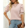 thumbnail image 5 of Cogild Puff Sleeves Sweaters for Womens Short Sleeve Crew Neck Oversized Sweaters Tops Solid Color, 5 of 9