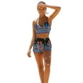 thumbnail image 2 of Women's Spaghetti Strap Bikini V-neck Padded Push Up Floral Printed Backless Bandage High Waisted Bathing Suit Beachwear, 2 of 5