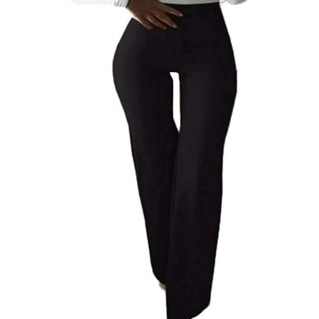 Women Bell Bottom High Waist Ruffle Pants Solid Slim Fit Trousers Yoga Pants Wide Leg Pants