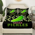 thumbnail image 3 of Erosebridal Pickle Fitted Sheet Funny Gift Youth Just Loves Pickles Bedding Set Queen, Cartoon Food Vegetable Theme Bed Sheets Teen Cute Cucumbers Sheets with 2 Pillowcases, 3 of 4