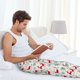 thumbnail image 5 of Fotbe Vintage Christmas Reindeer Pantalones de Pijama para Hombre, Pantalones de Dormir, Pantalones de Casa con Cintura Ajustable y Bolsillos-Large, 5 of 6