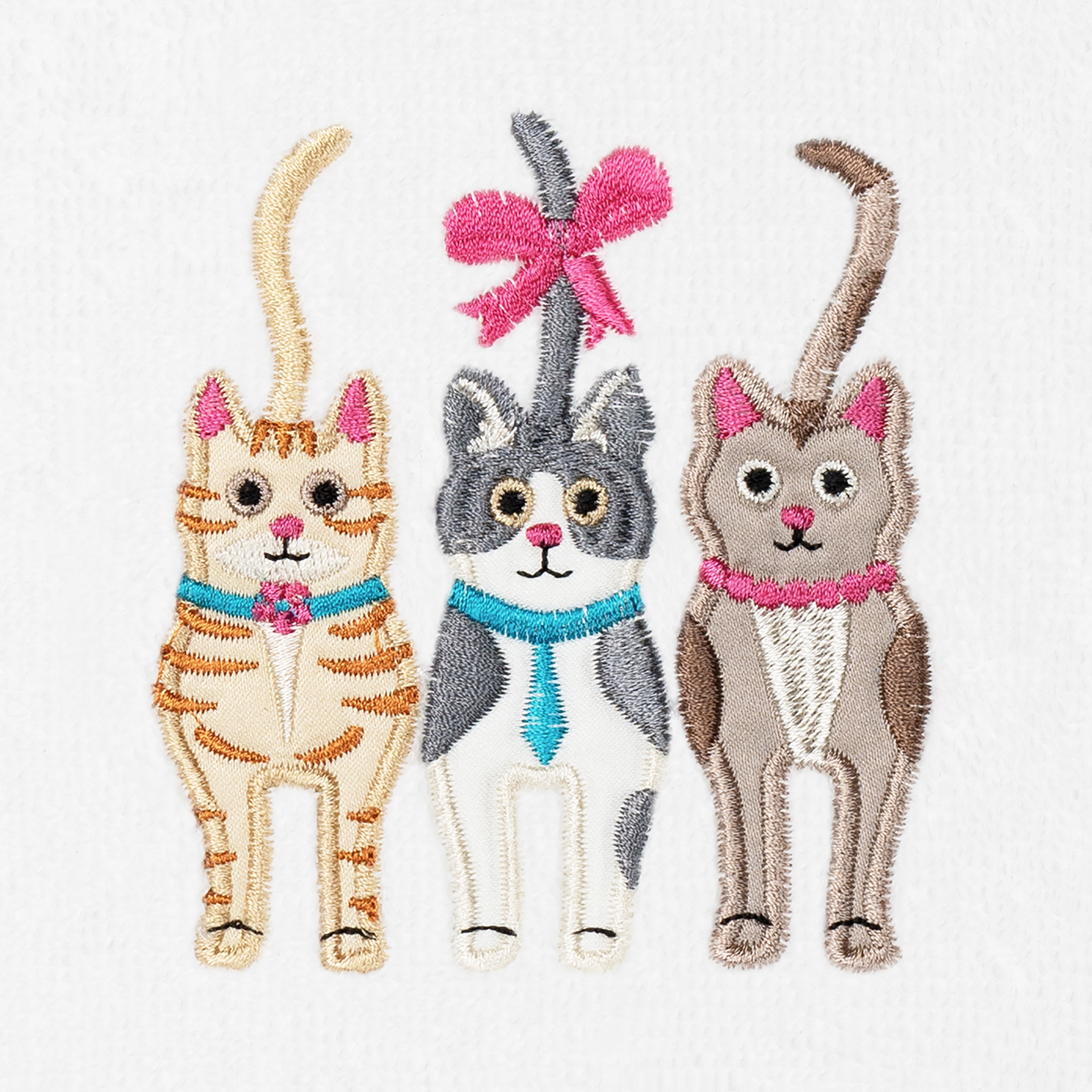 Linum Home Textiles Cats - Embroidered Luxury 100% Turkish Cotton Hand Towels (Set of 2)