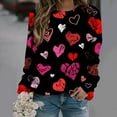 thumbnail image 2 of Jacenvly Valentine'S Day Shirts for Women Crew Neck T Shirt Loose Long Sleeve Shirt Lightweight Heart Printed Valentine'S Day Printed Blouse Casual Tunic Tops Multicolor, 2 of 5