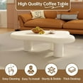 thumbnail image 5 of 41.02" Cloud Shape Coffee Table, Modern Round Edge White Coffee Table with 3 Sturdy Support Legs and 3.14" Thick Tabletop for Living Room, Bedroom, 5 of 9