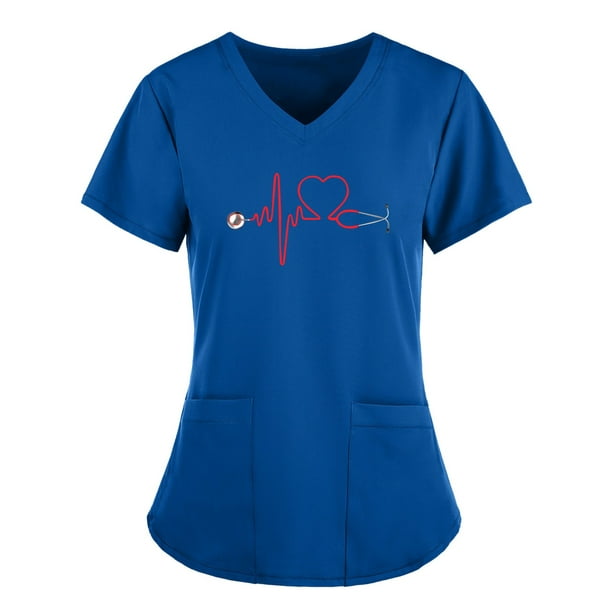 navegación Inmundo Levántate yoeyez Scrub Tops Women Stretchy Women Short Sleeve V-neck Tops Nursing  Working Uniform T-shirts Uniformes De Enfermeras De Mujer - Walmart.com