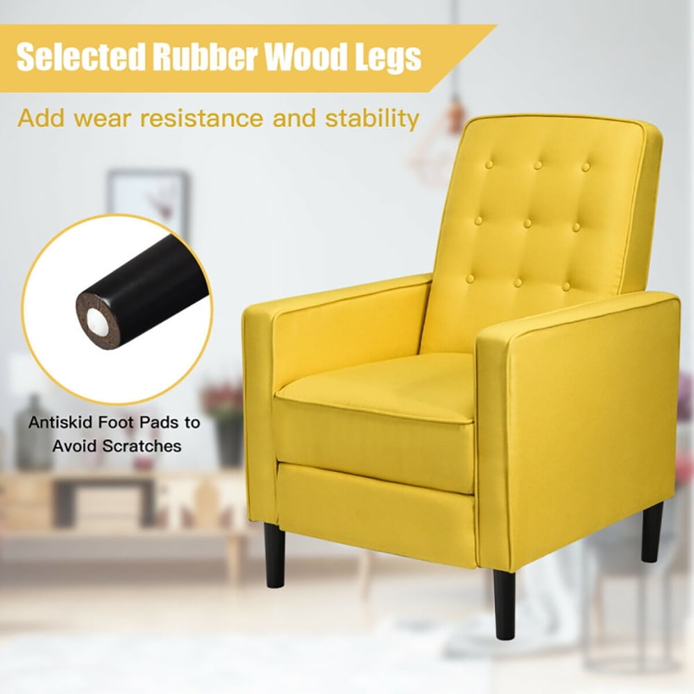 Finihen Accent Chair, Push Back Recliner Arm Chair, Mid-Century Push Back Recliner Chair, for Living Room, Office, Yellow Finihen Accent Chair, Push Back Recliner Arm Chair, Mid-Century Push Back Recliner Chair, for Living Room, Office, Yellow