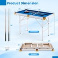 thumbnail image 4 of Topbuy 47'' Pool Table Set for Kids Foldable Billiard Table for Home and School Blue, 4 of 10