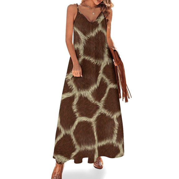 Giraffe Skin Print Sleeveless Dress Loose Women's Dress Dresses Luxury Evening Dresses