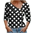 thumbnail image 2 of Goodtrade8 Polka Dot Winter Shirts for Women Lapel V-Neck Casual Long Sleeve Women's Winter Tops, 2 of 4