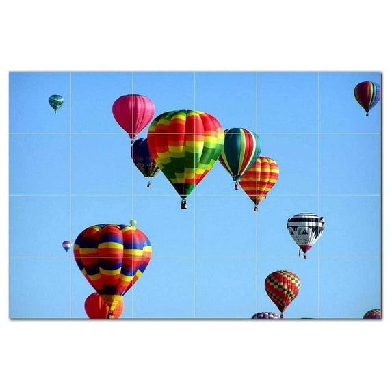 Hot Air Balloon Ceramic Tile Mural Kitchen Backsplash Bathroom Shower, 400690-S6
