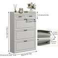 thumbnail image 2 of Shoe Storage Cabinet with 2 Flip Drawers and 2 Drawers, Freestanding Narrow Entryway Slim Hidden Shoe Rack Organizer Cabinet, White, 2 of 8