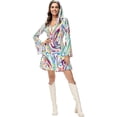 thumbnail image 4 of 70s Disco Fancy Dress Outfits for Women, 60s 70s 80s 90s Hippie Costume Disco Dress, Groovy Disco Dress, Retro Disco Outfit, Halloween Floral Party Dresses Trendy Vacation,BeigeL, 4 of 9