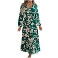 thumbnail image 1 of Robe pour Femmes Hiver Décontractée Imprimée Taille Cintrée Manches Longues Col en V, Robe Manches Longues pour Femmes, Robe d'Hiver pour Femmes, Robe Décontractée pour Femmes, 1 of 8