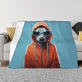 thumbnail image 3 of Throw Blanket for Couch, Cool Dog In Hoodie Super Soft Fuzzy Comfy Warm Throw Blanket, Cuteness Lightweight Cozy Plush Flannel Blanket & Throws for Sofa and Bed All Season, 3 of 5