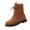Brown Middle Mid Calf Boots, variant on Fashionable Casual Winter Boots Lace-Up Thickened Low-Top Non-Slip Shoes for Outdoor and Leisure Activities