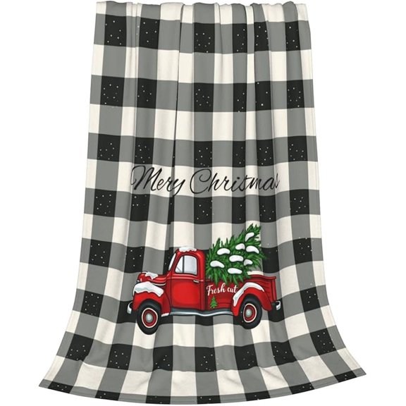 Koudindg Cozy Flannel Christmas Throw Blanket - Reindeer & Snowflake Pattern, Soft Warm Blanket for Couch, Xmas Gift for Kids & Women