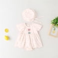 thumbnail image 2 of Karoyedx Infant Dress Newborn Baby Girl Summer Clothes Sleeveless Smocked Romper Dress Ruffles Jumpsuit Bodysuit with Bow Hat Pink Size,6-12 Months, 2 of 3