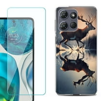 For Motorola Moto G 5G 2025 Phone Case Cover with Tempered Glass Screen Protector, by OneToughShield - Deer Running
