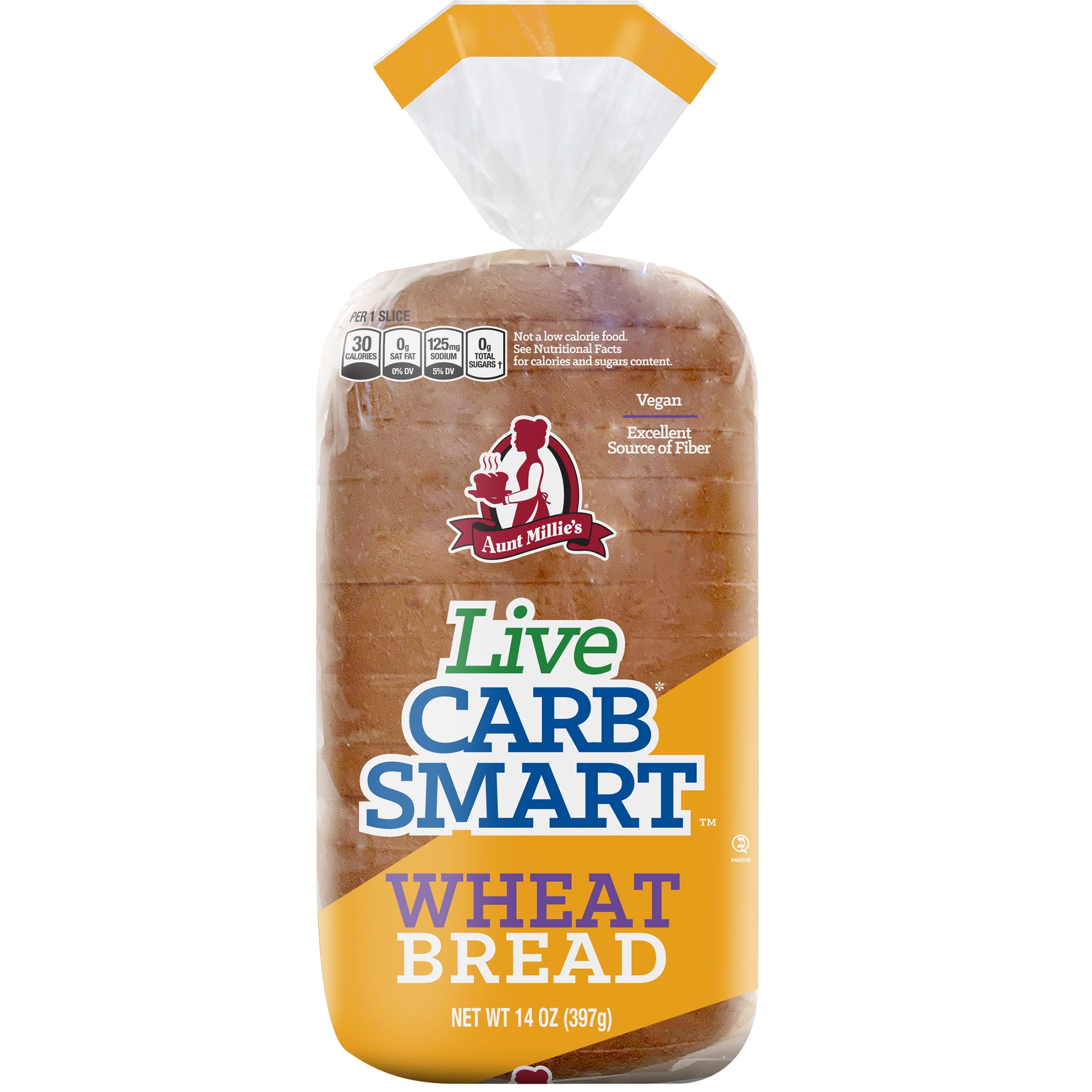 Aunt Millie's Live Carb Smart Wheat Bread Loaf, 14 oz, 14 ct