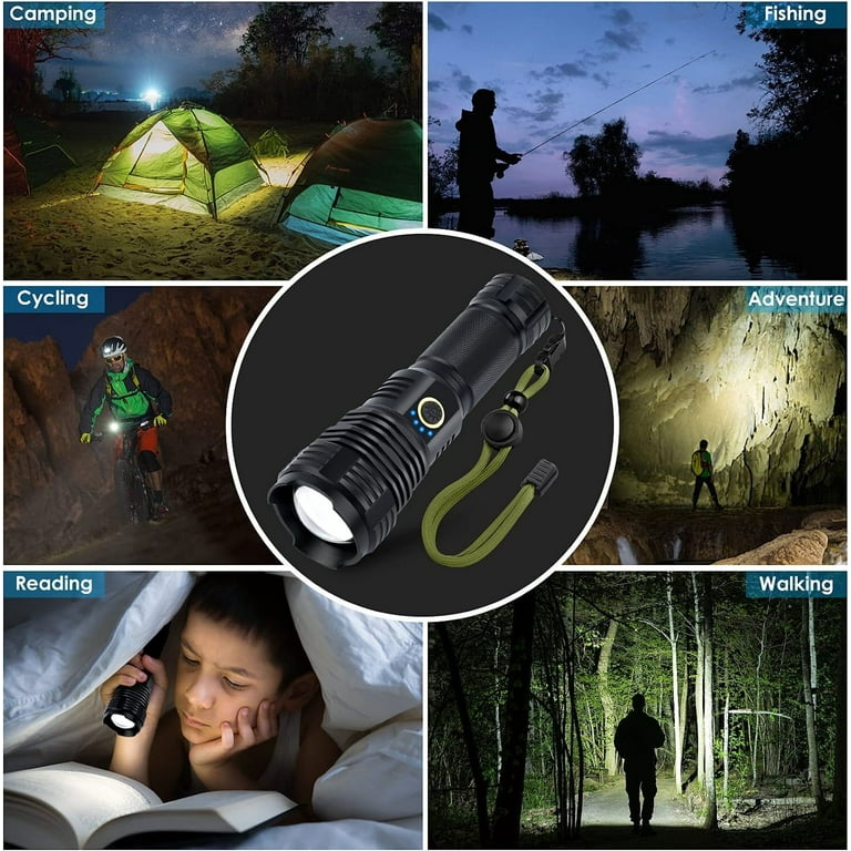 Buy wsiiroon Rechargeable LED Flashlight High Lumen Battery Powered,  Powerful 120,000 Lumens Super Bright Flashlights, Zoomable Handheld Flash  Light Kits for Camping Hiking Emergency Power Bank Online at  desertcartNorway